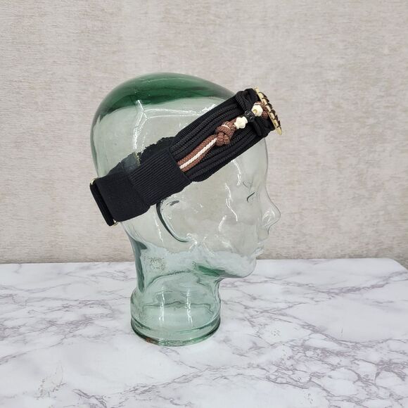 Black and Brown Beaded Headband Or Belt - Picture 3 of 14